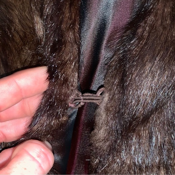 REAL FUR MINK BROWN Sleeveless Shawl Wrap OSA - Picture 6 of 9